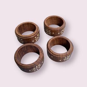 Vintage 1950s Napkin Holders Natural Inlay Set of 4